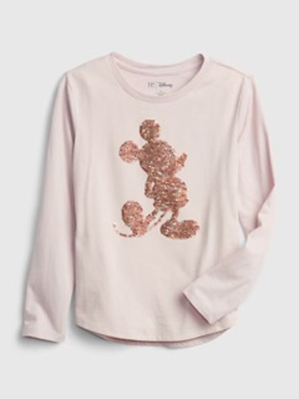 Gap Kids x Disney Pink Cotton Longsleeve Mickey Mouse Flippy Sequin Tee Size XL